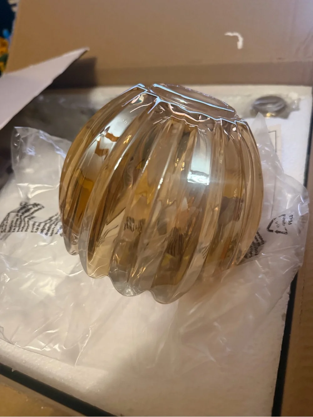 Vintsge Gold 3-Light Bathroom Vanity Sconce with Amber Glass Shades